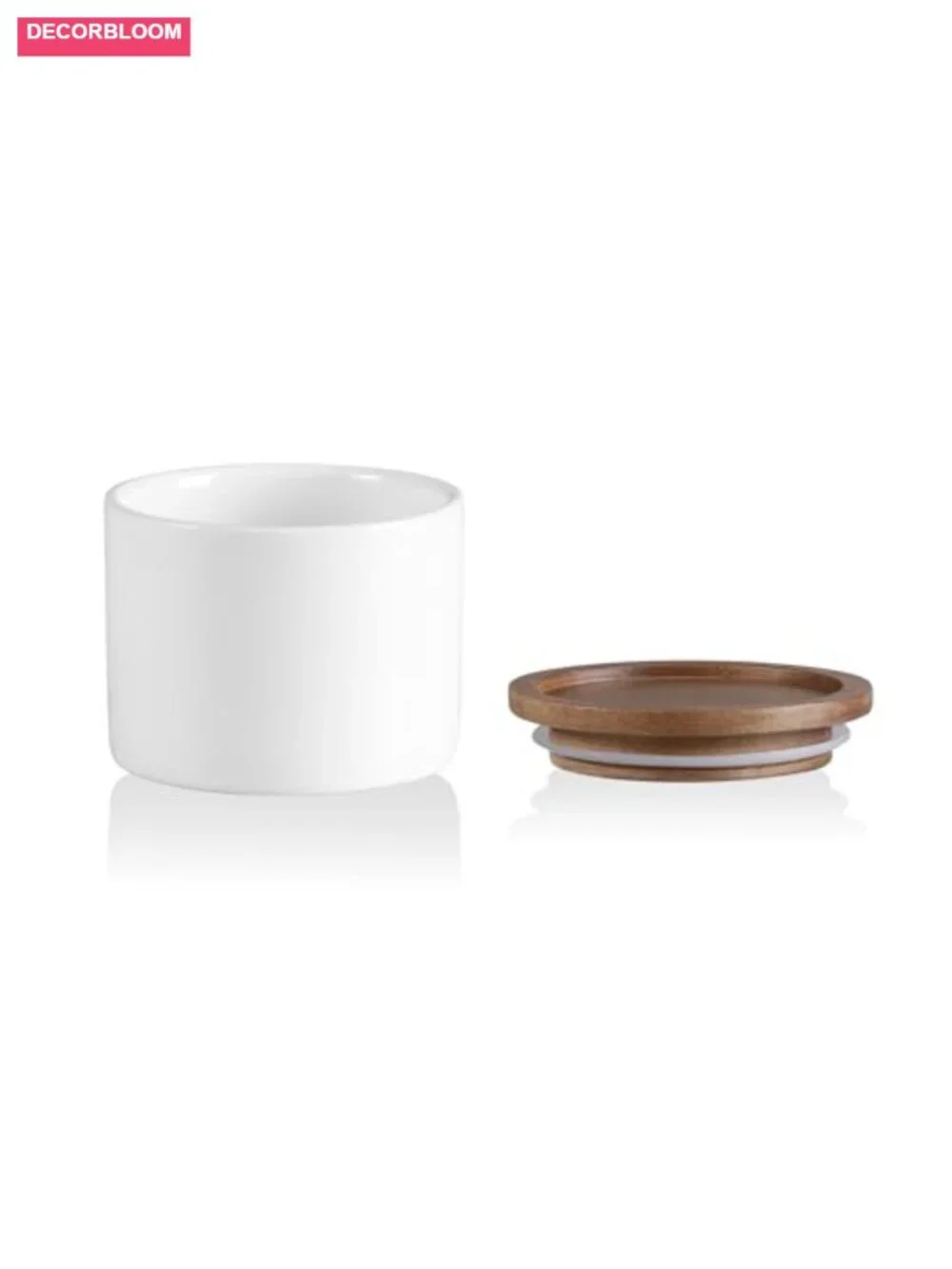 Ceramic Food Storage Canister with Airtight Wooden Lid Stackable